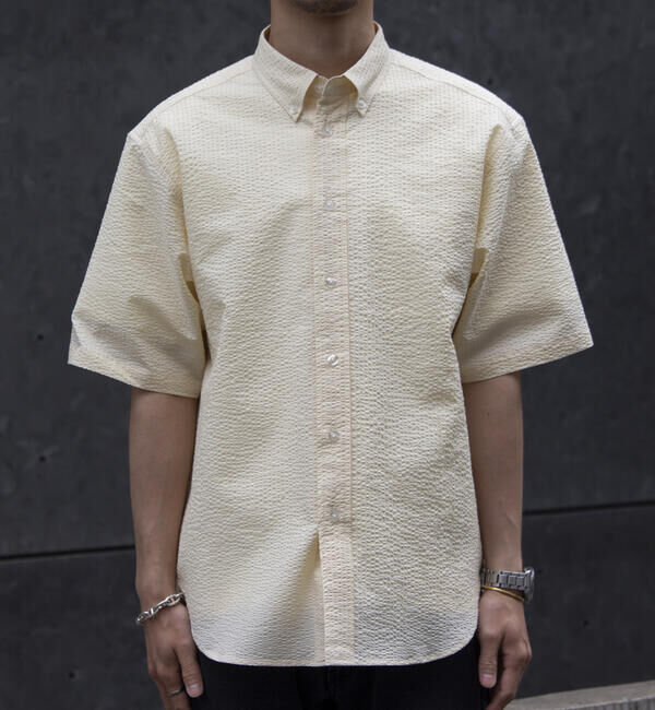 GLOSTER「【GLOSTER/グロスター】シアサッカー ボタンダウン半袖シャツ」|シャツ・ブラウス|