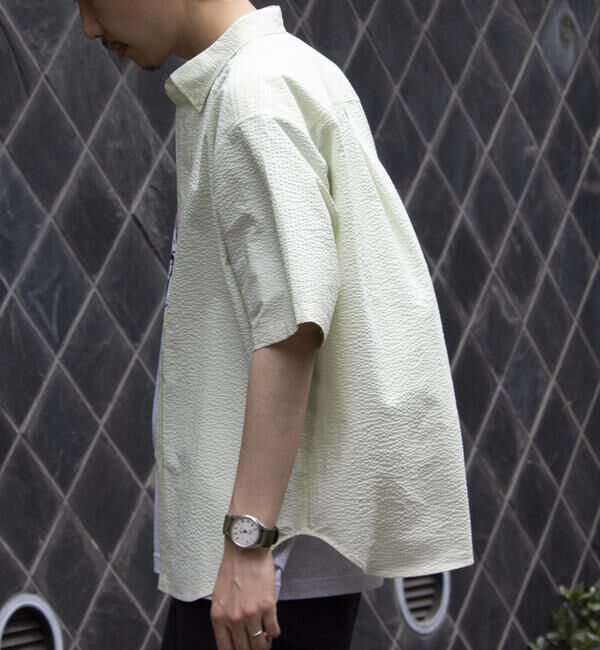 GLOSTER「【GLOSTER/グロスター】シアサッカー ボタンダウン半袖シャツ」|シャツ・ブラウス|