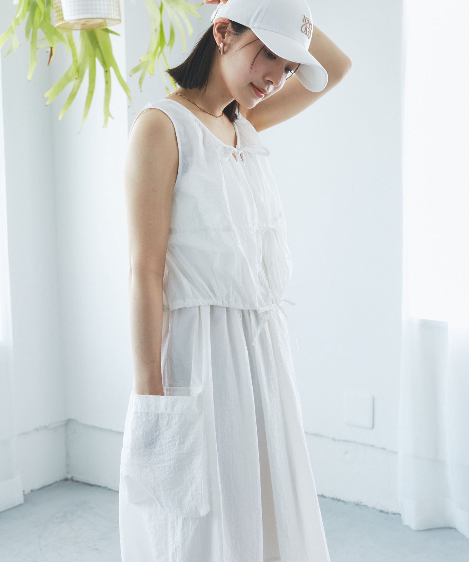 VIS「【SET】ショートボレロ＆リブ切り替えキャミワンピース」|ワンピース|