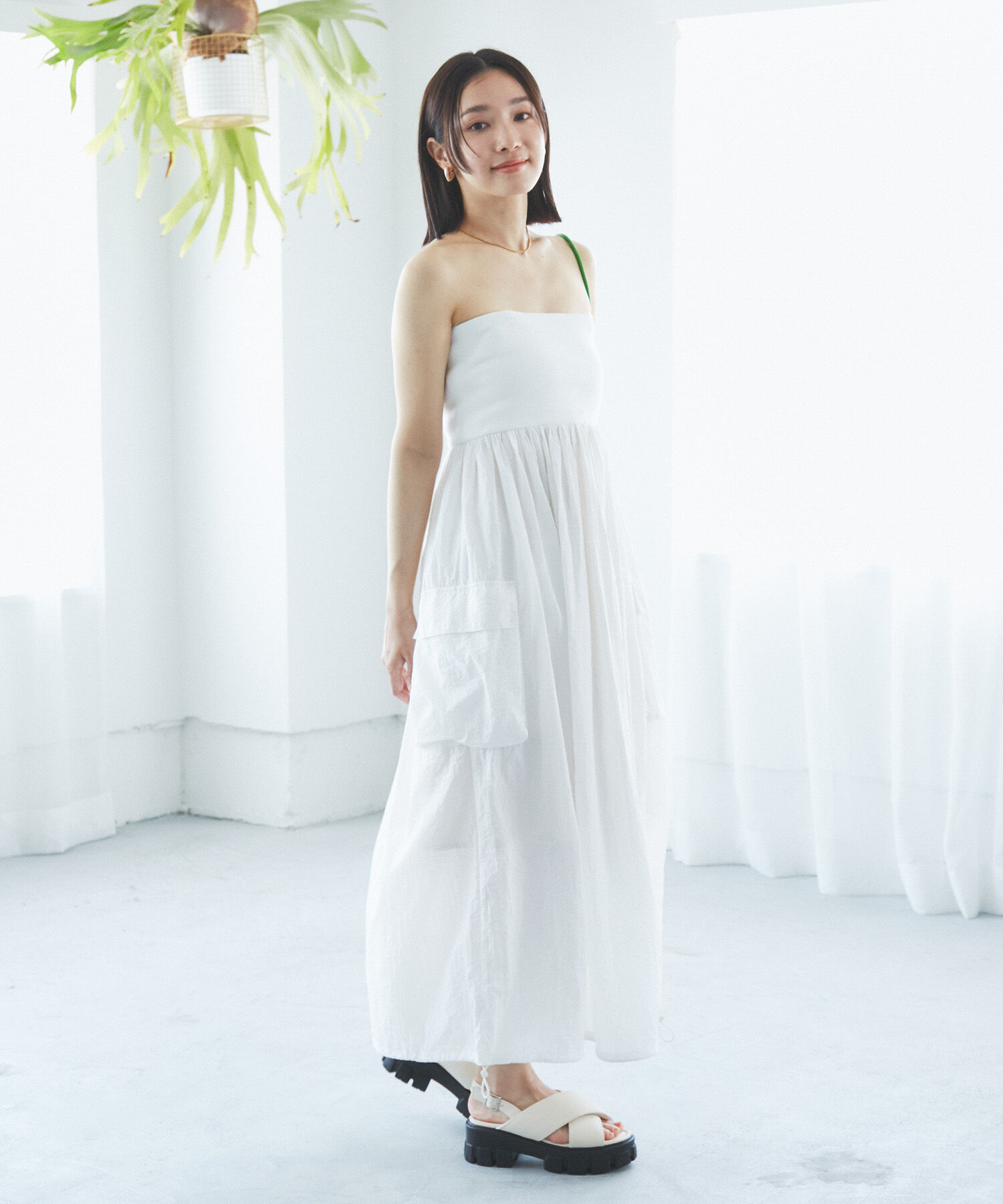 VIS「【SET】ショートボレロ＆リブ切り替えキャミワンピース」|ワンピース|