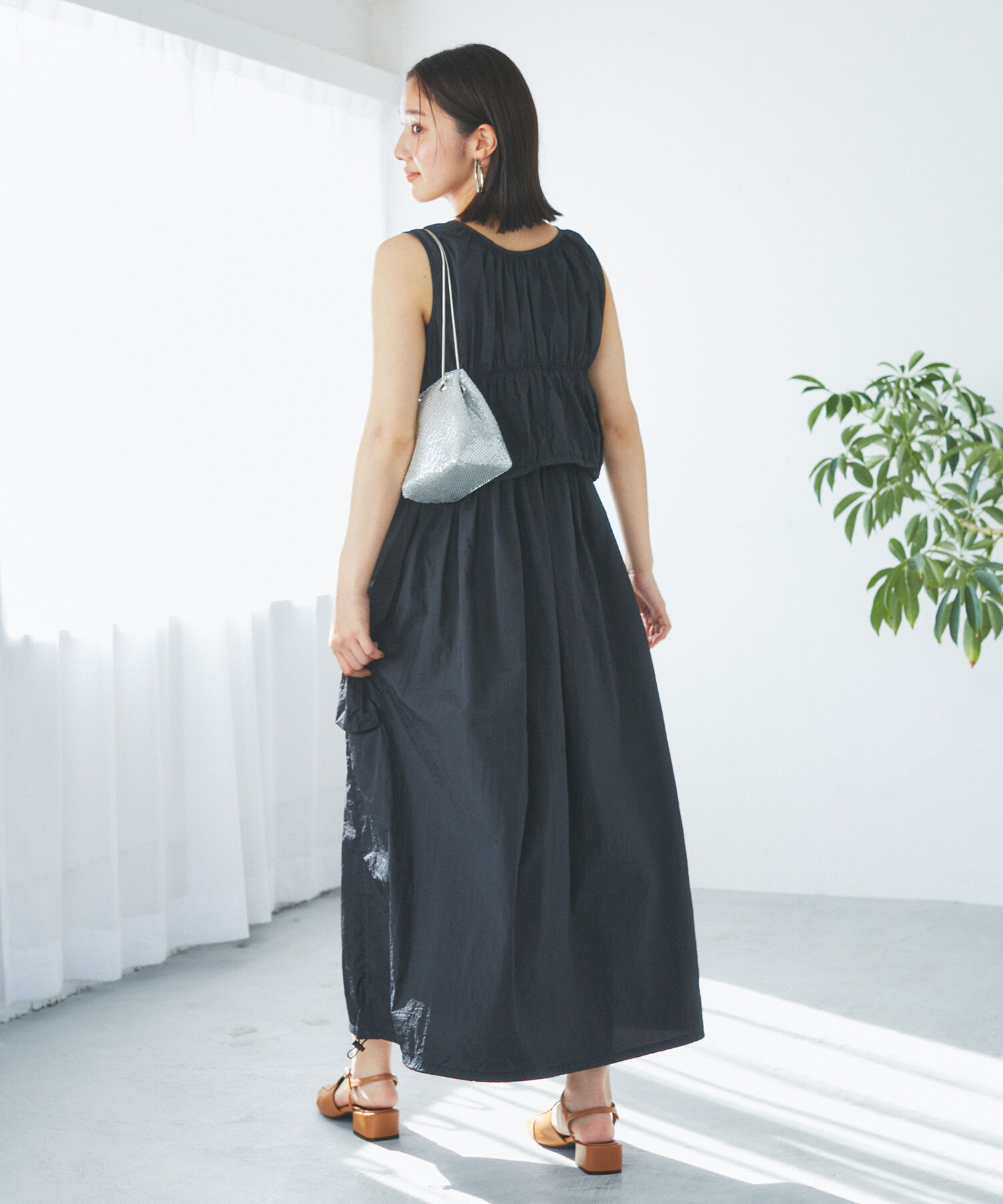 VIS「【SET】ショートボレロ＆リブ切り替えキャミワンピース」|ワンピース|