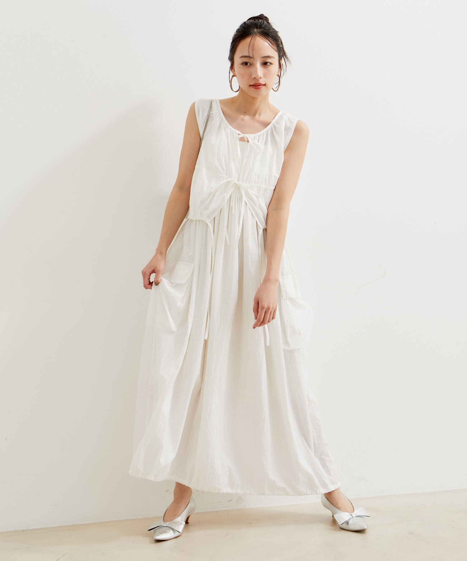 VIS「【SET】ショートボレロ＆リブ切り替えキャミワンピース」|ワンピース|