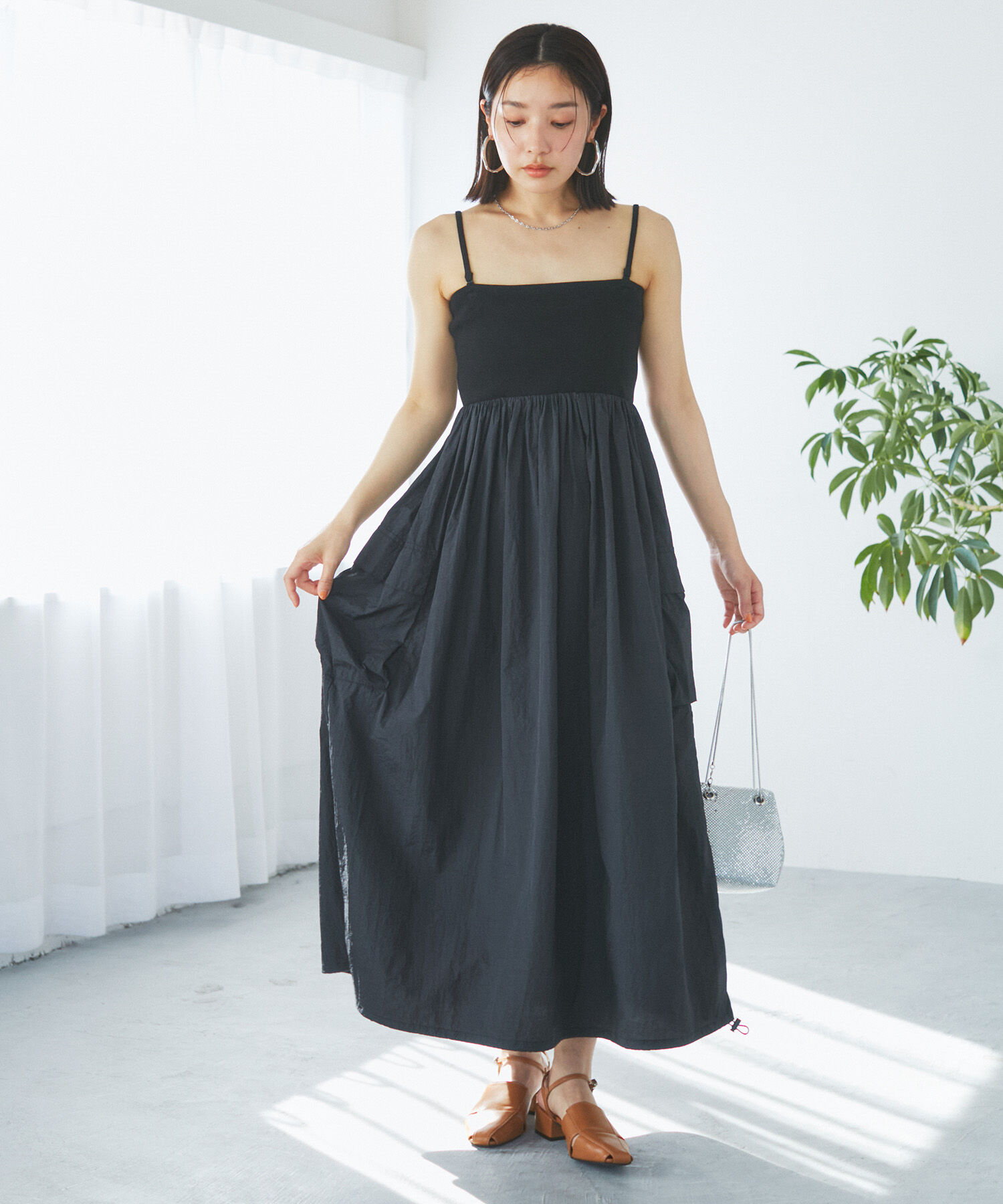 VIS「【SET】ショートボレロ＆リブ切り替えキャミワンピース」|ワンピース|