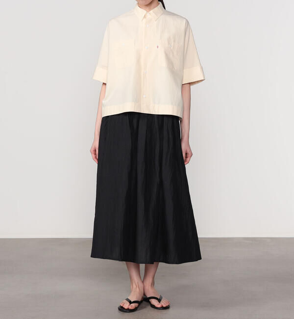 LE GLAZIK「LE GLAZIK | ウォッシュドリネン エラスティックフレアスカート WOMEN」|スカート|