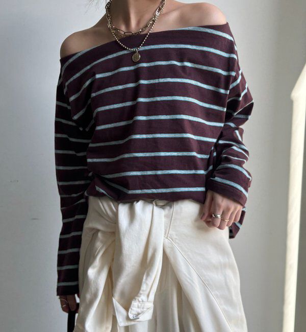  「マルチボーダーオフショルTEE」|Tシャツ・カットソー|