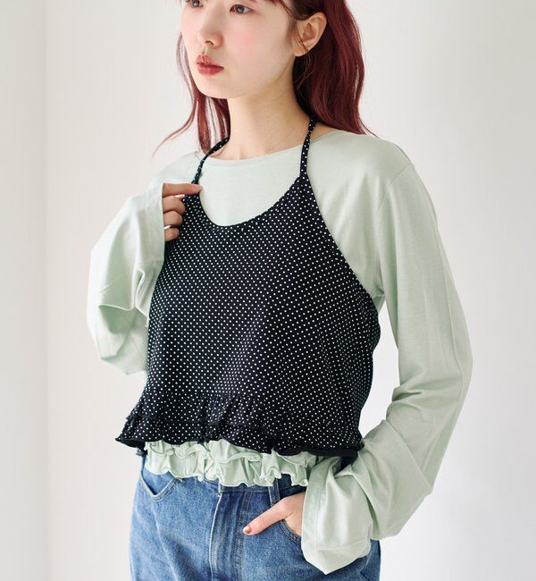  「ドットフリルキャミSET」|Tシャツ・カットソー|ミント
