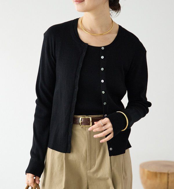  「【アンサンブル対応可】コットンリブカーディガン」|カーディガン|