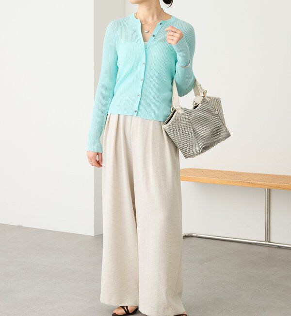  「予約【抜け感】麻混シアーリブカーディガン」|カーディガン|