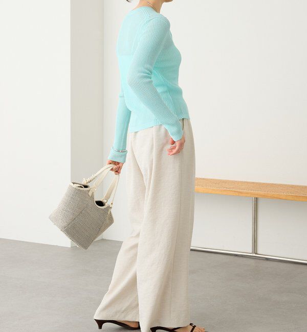  「予約【抜け感】麻混シアーリブカーディガン」|カーディガン|