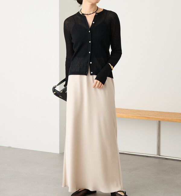  「予約【抜け感】麻混シアーリブカーディガン」|カーディガン|
