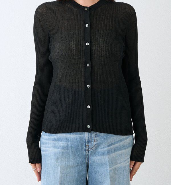  「予約【抜け感】麻混シアーリブカーディガン」|カーディガン|