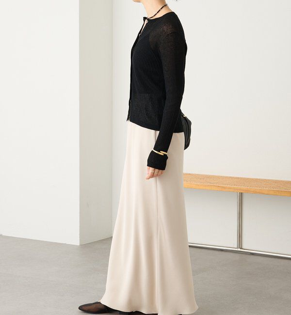  「予約【抜け感】麻混シアーリブカーディガン」|カーディガン|