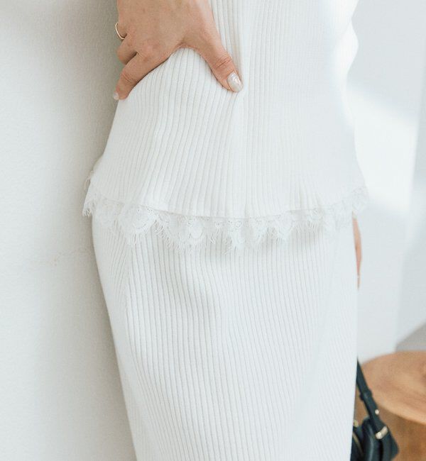  「予約【セットアップ対応可】レースヘムスリーブレスニット」|ニット・セーター|