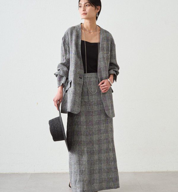  「チェックリネンBIGジャケット」|ベスト・ジレ|