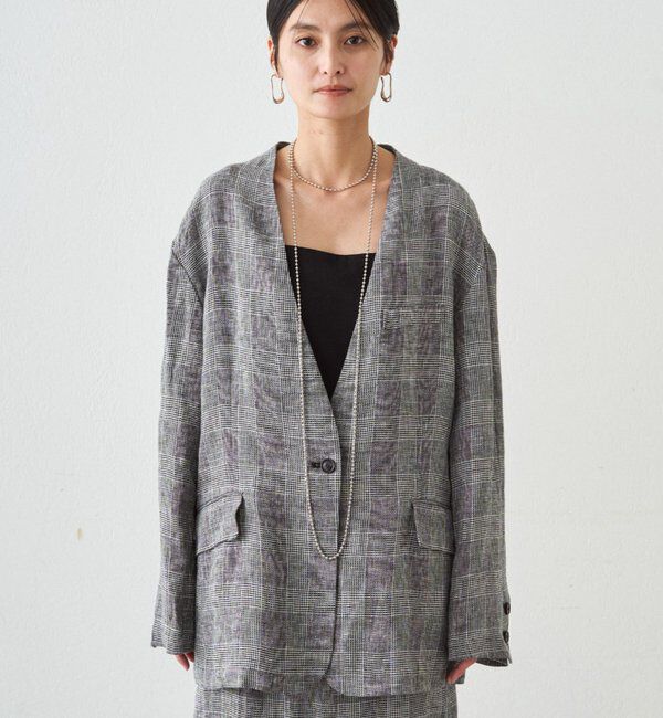  「チェックリネンBIGジャケット」|ベスト・ジレ|