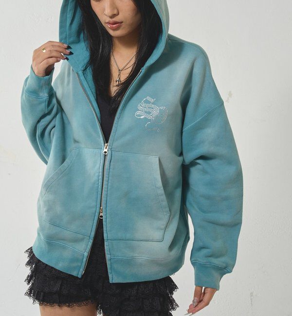  「【SLOPPY】 ラインストーンジップパーカー」|パーカー|サックスブルー