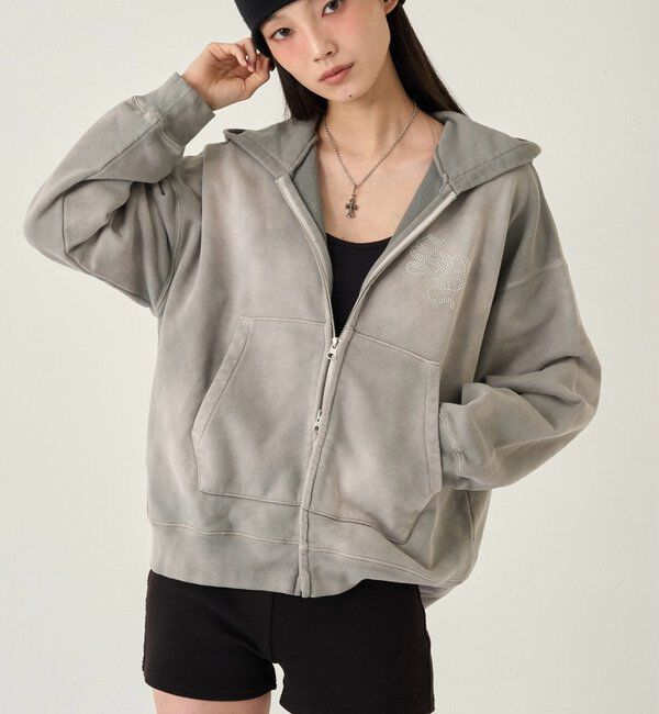  「【SLOPPY】 ラインストーンジップパーカー」|パーカー|