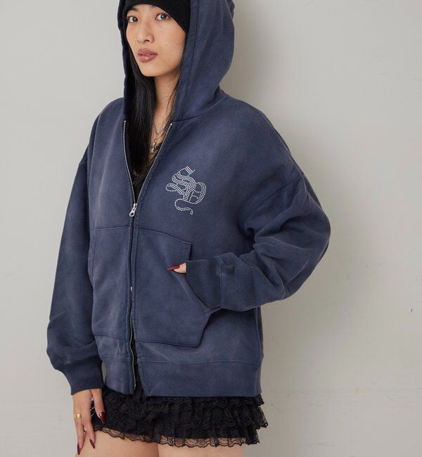  「【SLOPPY】 ラインストーンジップパーカー」|パーカー|