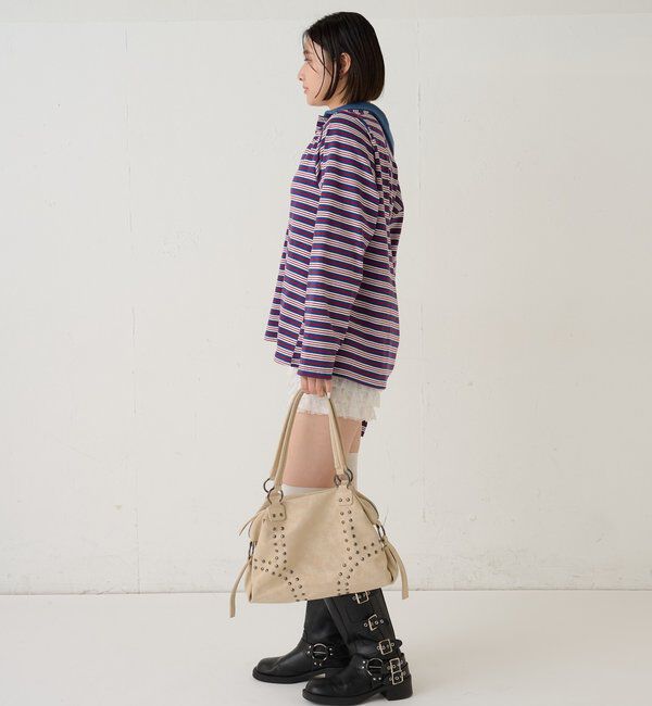  「マルチボーダーギャザーポロ」|Tシャツ・カットソー|