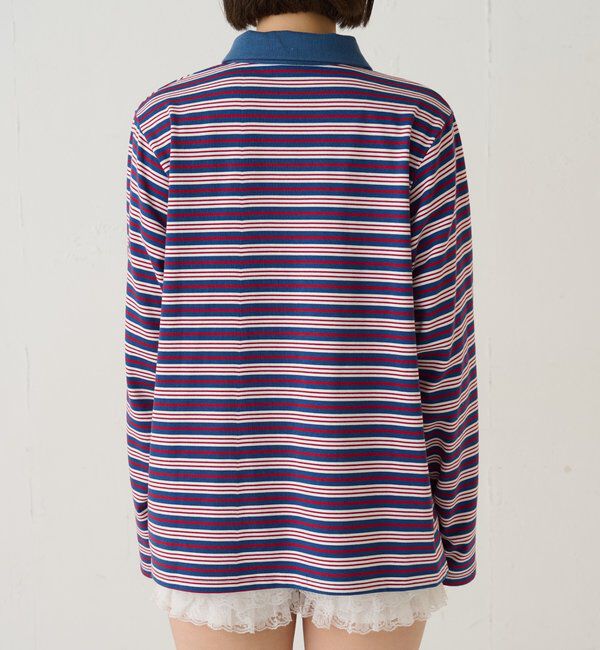  「マルチボーダーギャザーポロ」|Tシャツ・カットソー|