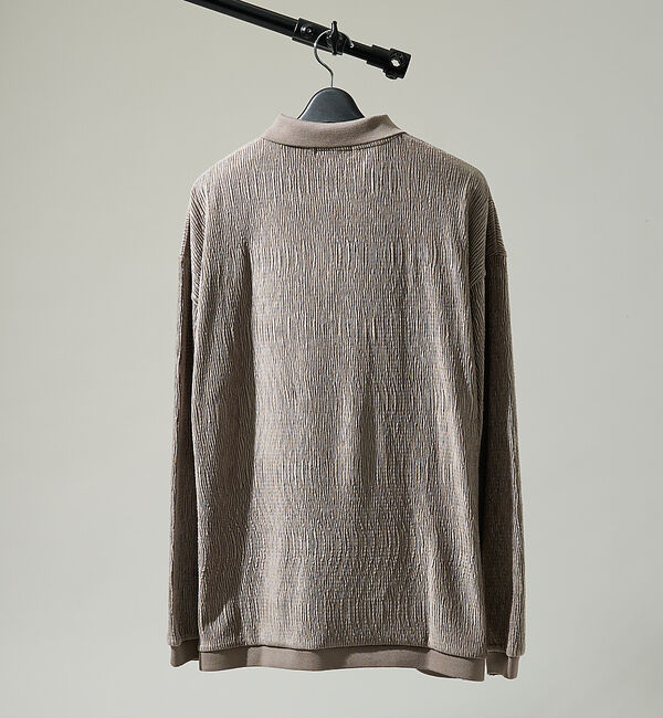 ABAHOUSE「ベロアプリーツ ニットポロシャツ / オーバーサイズ」|ポロシャツ|