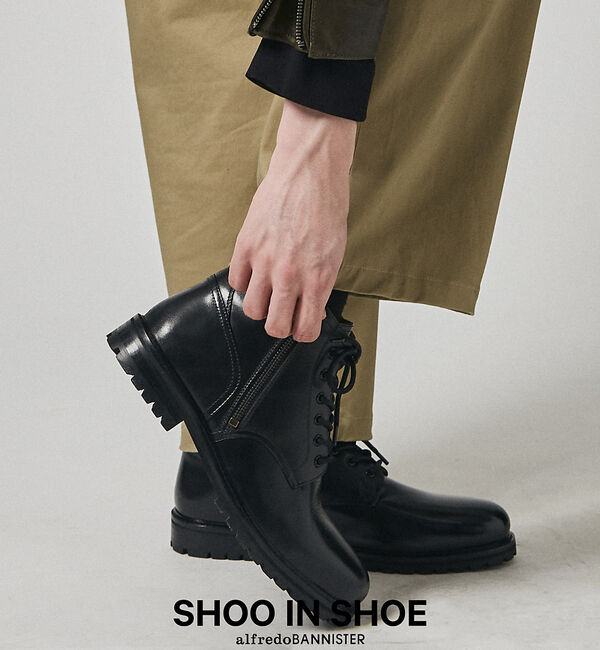 alfredoBANNISTER「タンクソール ダブルジップ ブーツ」|ショートブーツ|ブラック