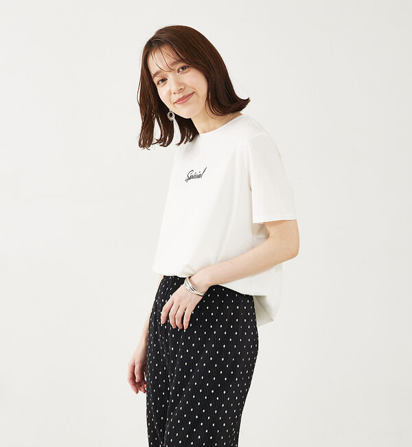 abahouse mavie「ロゴ＆刺繍コンパクトT」|Tシャツ・カットソー|