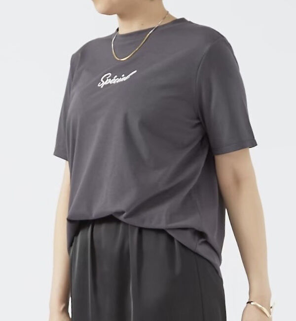 abahouse mavie「ロゴ＆刺繍コンパクトT」|Tシャツ・カットソー|チャコールグレー