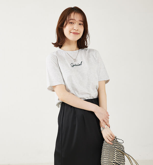 abahouse mavie「ロゴ＆刺繍コンパクトT」|Tシャツ・カットソー|