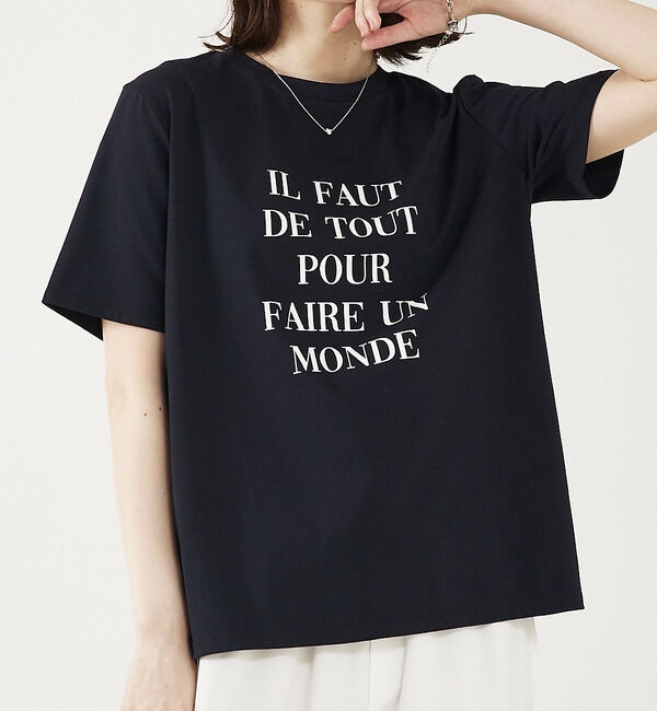 abahouse mavie「ロゴ＆刺繍コンパクトT」|Tシャツ・カットソー|ダークネイビー