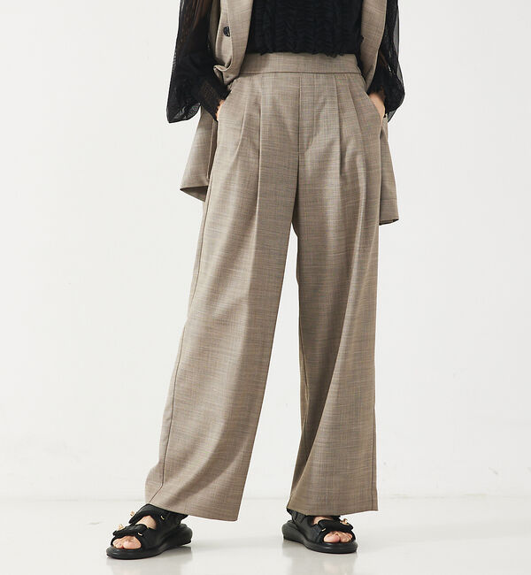 abahouse mavie「【LEE掲載・セットアップ対応】メランジ調ストレートパンツ/リネンライクタックス」|その他|ライトブラウン