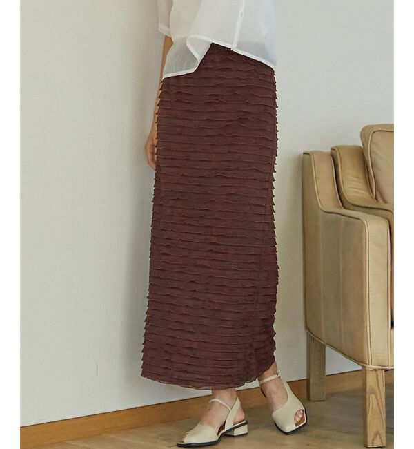 abahouse mavie「フリルティアードスカート」|スカート|ダークブラウン