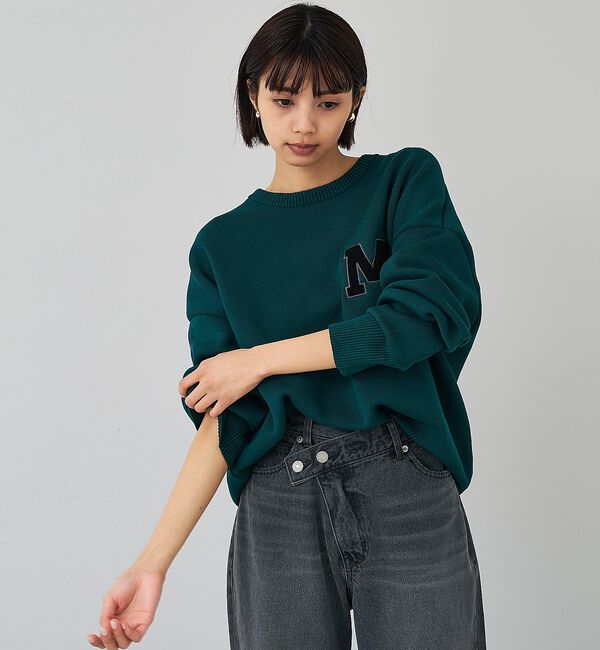 abahouse mavie「スウェットライク刺繍ニット」|ニット・セーター|