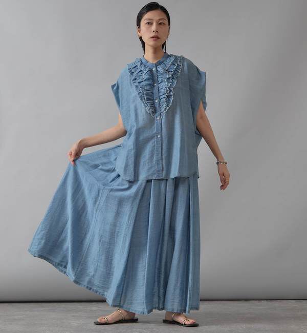 Liesse「テンセルシアーデニムギャザースカート」|スカート|