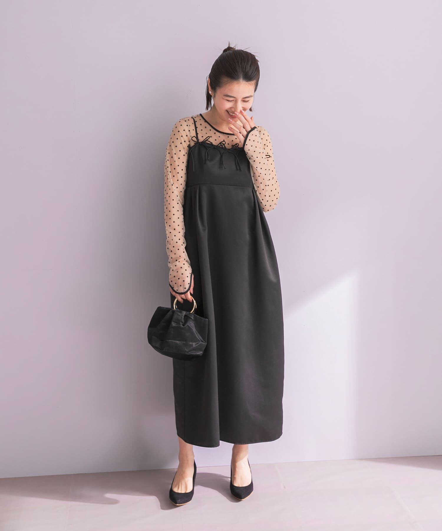 URBAN RESEARCH ROSSO「ANDRESD　RIBBONS DRESS&times;SHEER TOPS」|ワンピース|