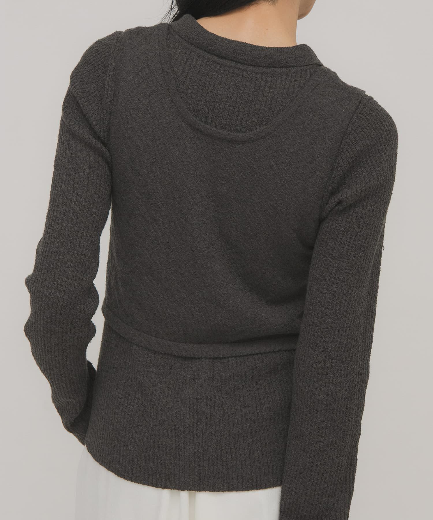  「『一部WEB限定カラー』ミニブークレレイヤードニットシャツ」|ニット・セーター|