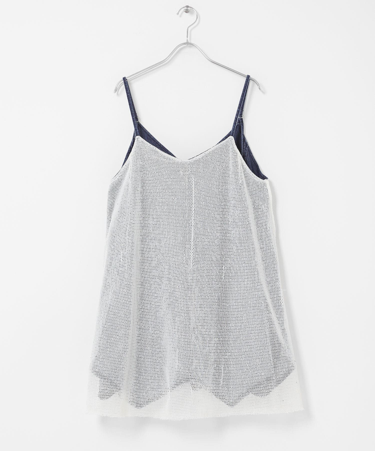  「メッシュレイヤードデニムキャミワンピース」|ワンピース|