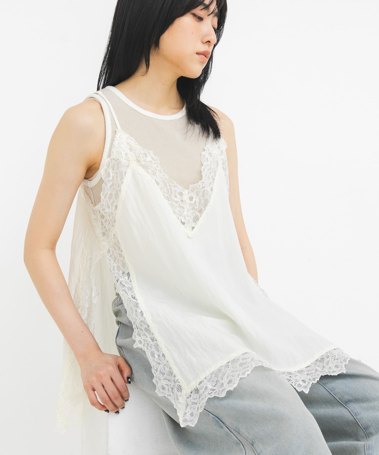  「『一部WEB限定カラー』ヴィンテージライクレースキャミソール」|キャミソール|
