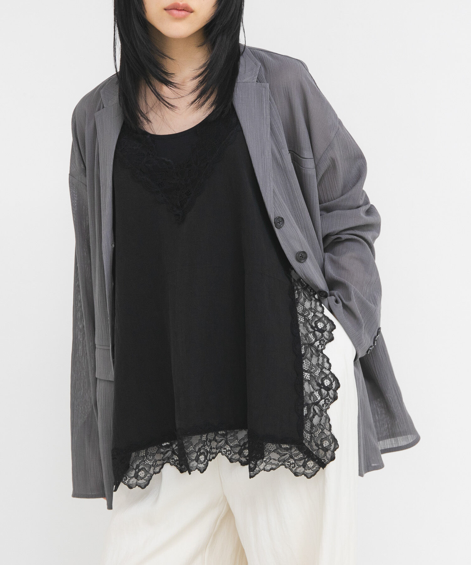  「『一部WEB限定カラー』ヴィンテージライクレースキャミソール」|キャミソール|ブラック