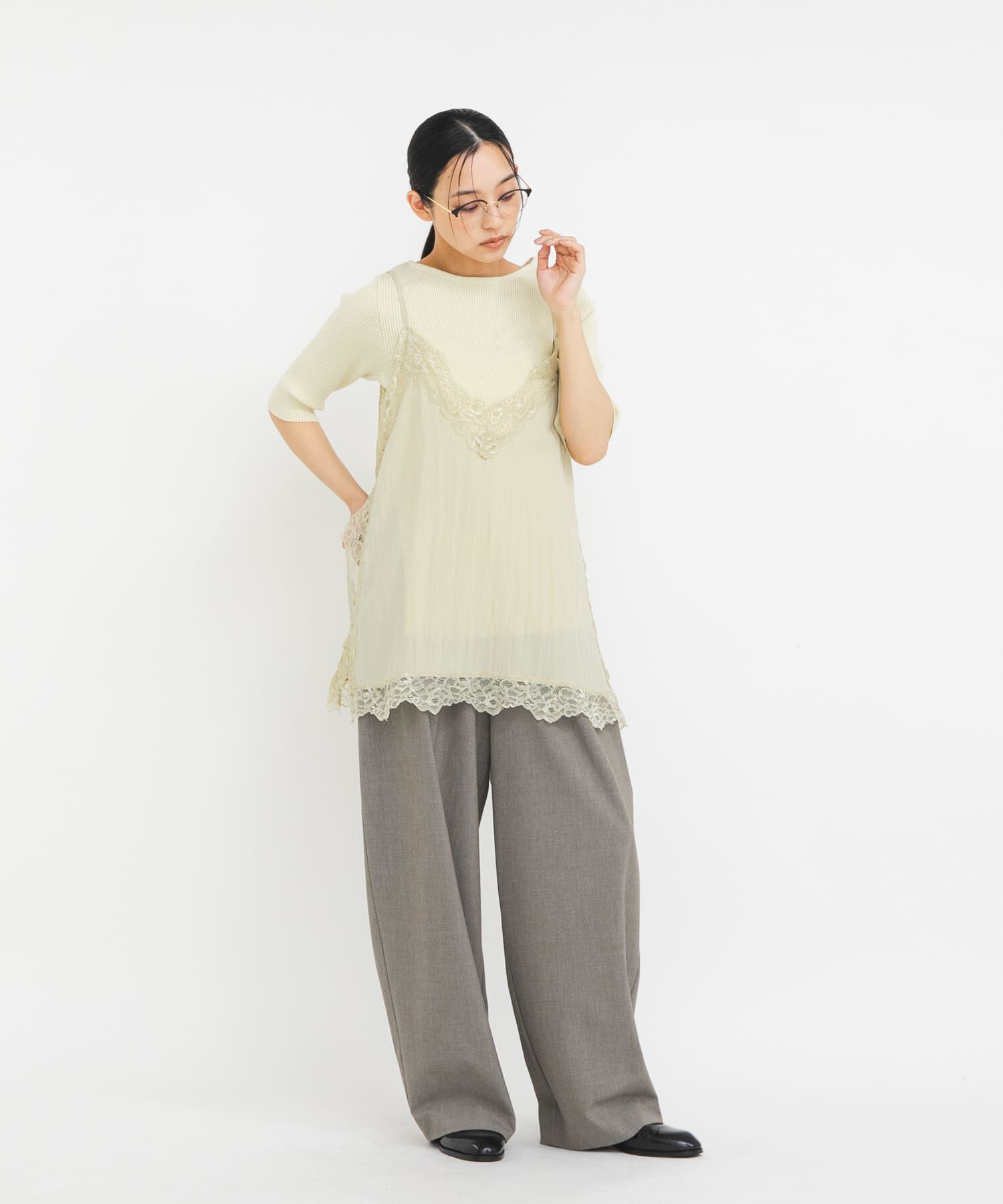  「『一部WEB限定カラー』ヴィンテージライクレースキャミソール」|キャミソール|