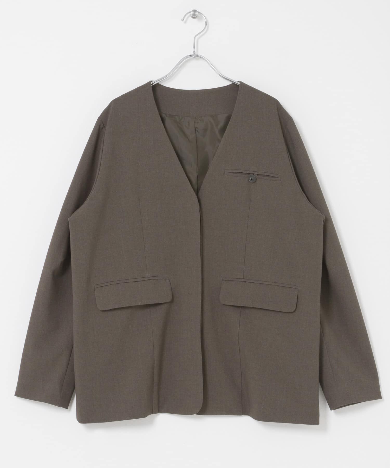  「ノーカラーデザインジャケット」|ノーカラージャケット|