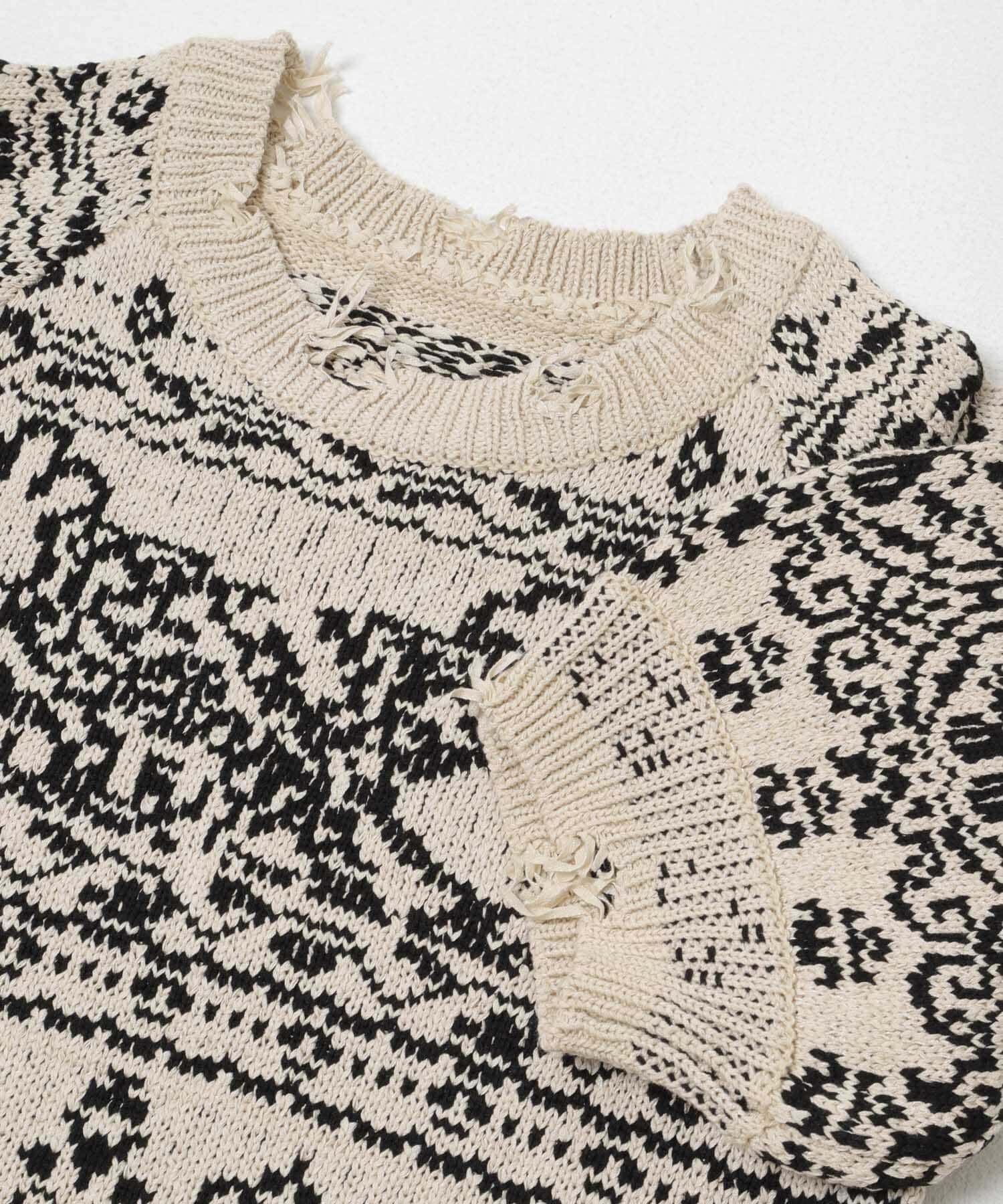  「ジャガードハーフスリーブニット」|ニット・セーター|