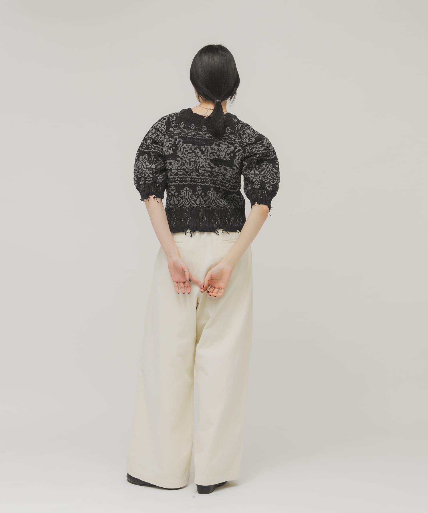  「ジャガードハーフスリーブニット」|ニット・セーター|