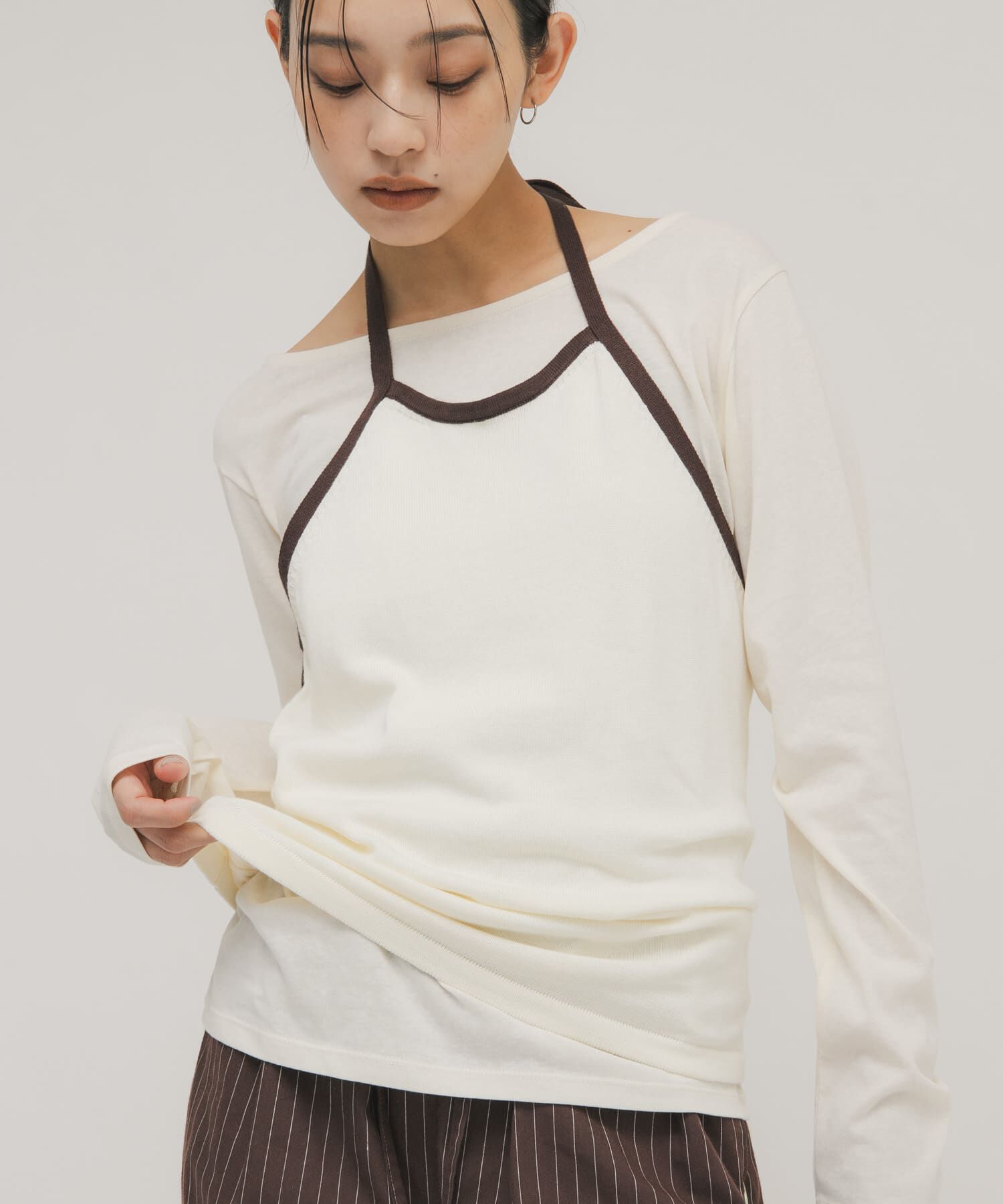  「バイカラービスチェSETトップス」|Tシャツ・カットソー|ホワイト系その他