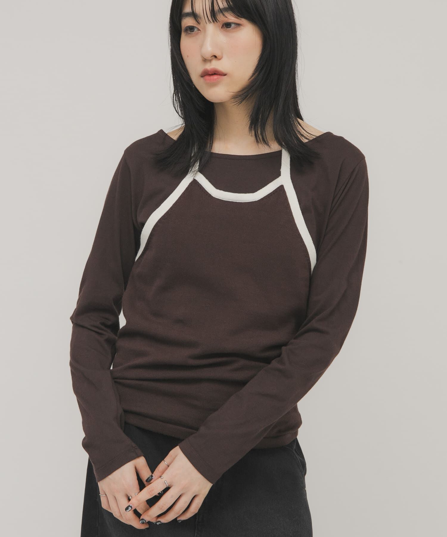  「バイカラービスチェSETトップス」|Tシャツ・カットソー|