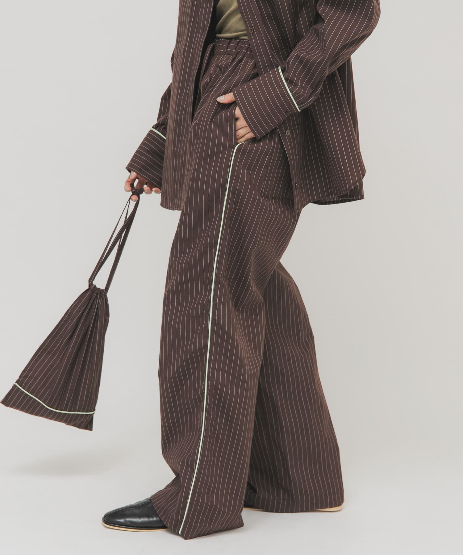  「ストライプイージーパンツ」|その他|ブラウン