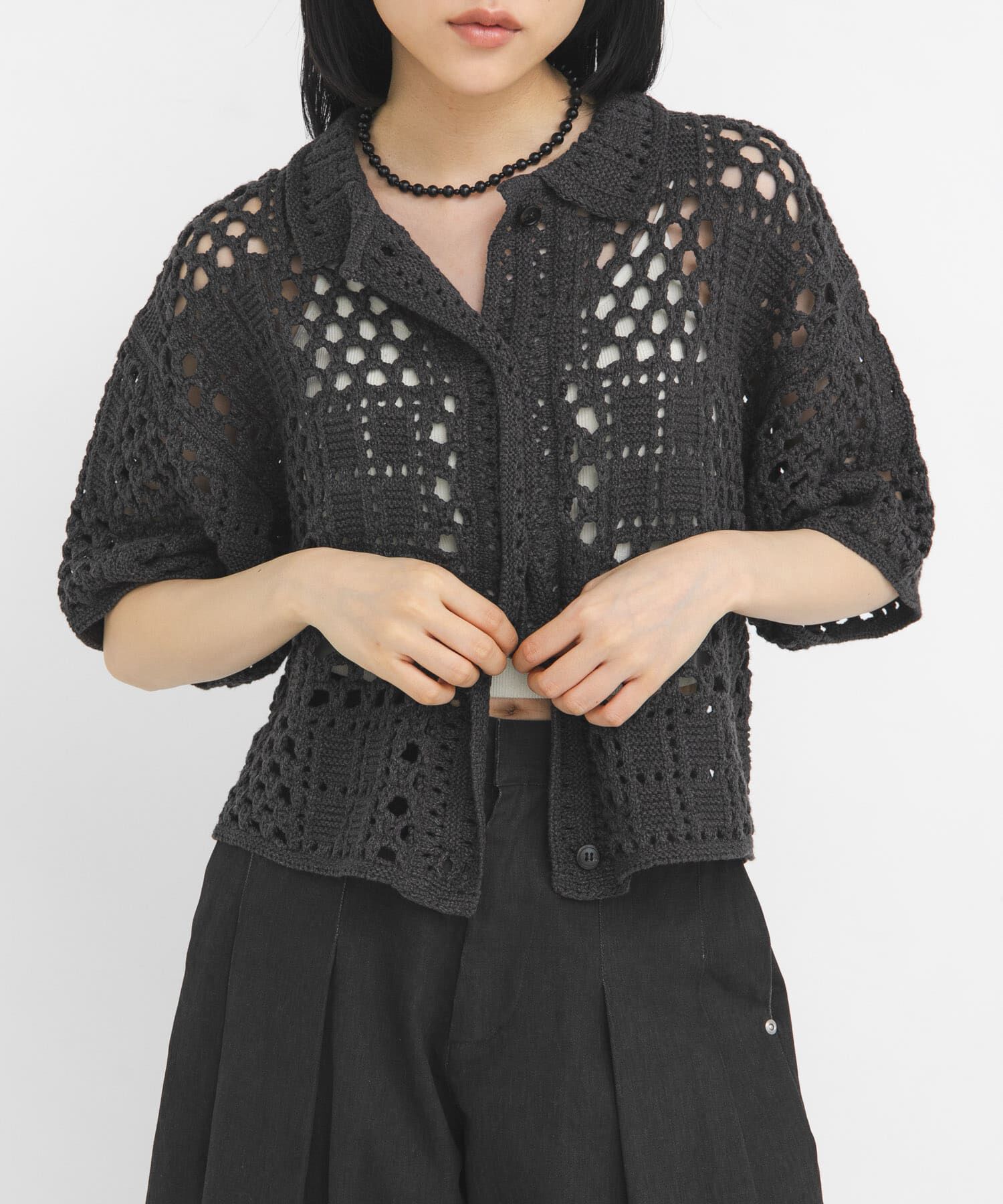  「クロシェニットシャツ」|ニット・セーター|