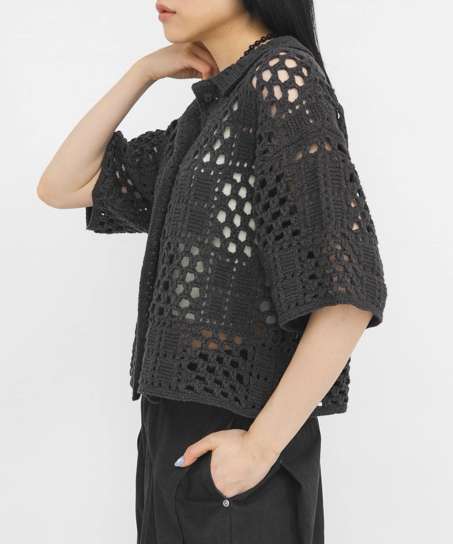  「クロシェニットシャツ」|ニット・セーター|