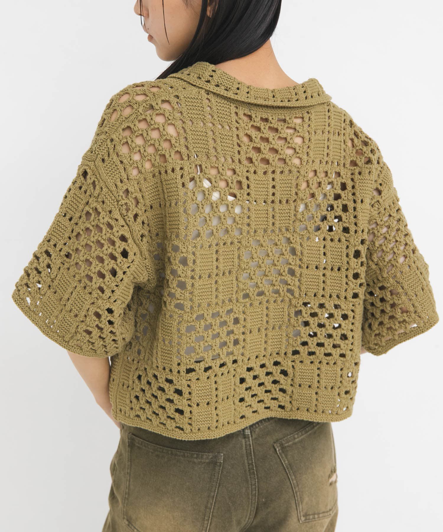  「クロシェニットシャツ」|ニット・セーター|