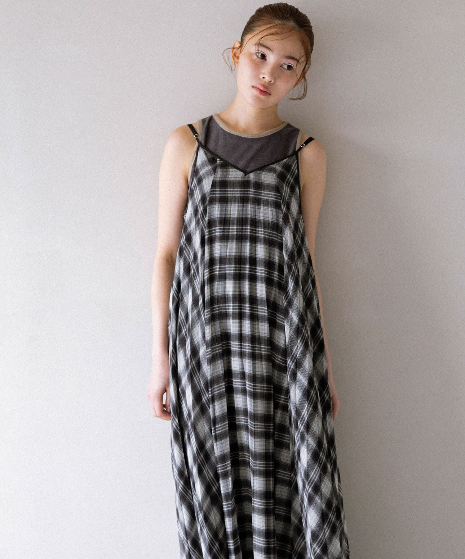  「チェックプリーツキャミワンピース」|その他|